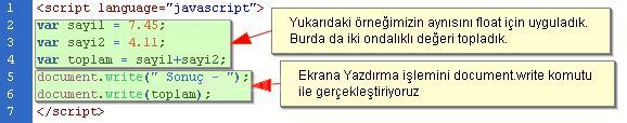 Değişken Tanımlamaları, Operat&ouml;rler