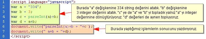 Değişken Tanımlamaları, Operat&ouml;rler